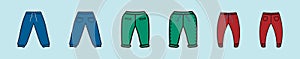 Set of sweatpants cartoon icon design template with various models. vector illustration isolated on background