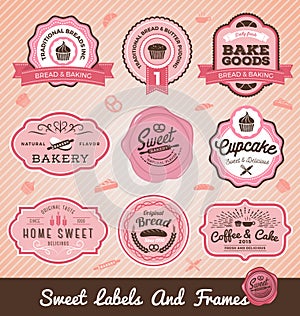 Set of sweet bakery and bread labels design