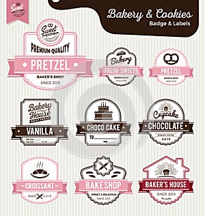 Set of sweet bakery and bread labels design