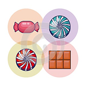 Set of sweet candies isolated icon