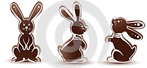 Set sweet chocolate bunny silhouette. Dessert with white icing