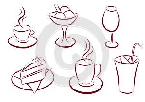 Set of sweet and coffee icons