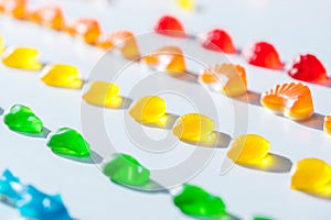 set of sweet colored jelly candies