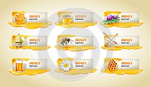 Set of sweet honeyed vector banners.