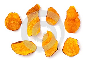 Set Of Sweet Potato Salty Chips Isolated