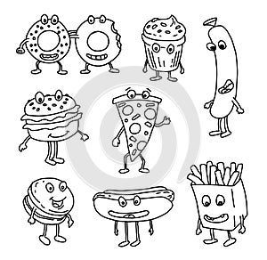 Set of sweets and cakes - vector illustration