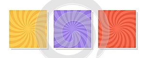 Set of swirl, vortex backgrounds. Color rotating spiral. photo