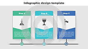 Set Sword in the stone, Medieval goblet and spear. Business infographic template. Vector