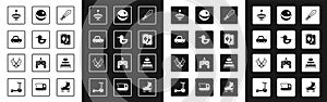 Set Sword toy, Rubber duck, Toy car, Whirligig, Playing cards, Beach ball, Pyramid and Slingshot icon. Vector