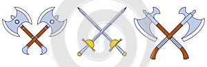 Set of sword warrior in flat design. eps vector.