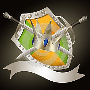 A set of swords medieval shield and crow