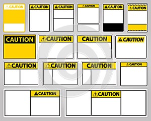 Set symbol yellow caution sign icon on white background