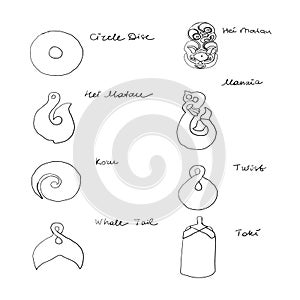 set of the symbols and amulets Maori New Zealand