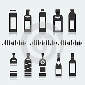 Set of symbols bottle alcohol