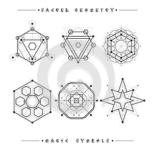 Set of symbols and elements. Alchemy, religion, philosophy, spirituality, hipster symbols and elements. geometric shapes