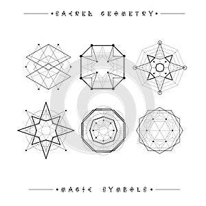 Set of symbols and elements. Alchemy, religion, philosophy, spirituality, hipster symbols and elements. geometric shapes