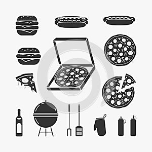 Set Symbols Fast Food Vector Illustration
