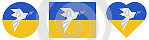 Set of symbols of the flag of Ukraine with the dove of peace. The concept of a peaceful and independent life