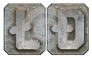 Set of symbols litecoin and dashcoin made of industrial metal on white background 3d