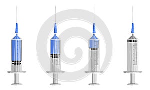 Set of 4 syringes with different filled of vaccine