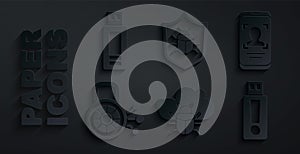 Set System bug on a cloud, Mobile and face recognition, Cyber security, USB flash drive, and icon. Vector