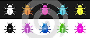 Set System bug concept icon isolated on black and white background. Code bug concept. Bug in the system. Bug searching
