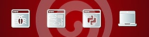 Set System bug, Software, Python programming language and Laptop icon. Vector