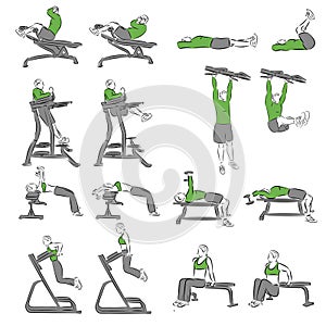 Set of systematic bodybuilding exercises