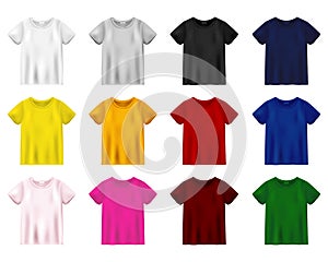 Set of t-shirt mockup isolated on white background. Unisex tee template