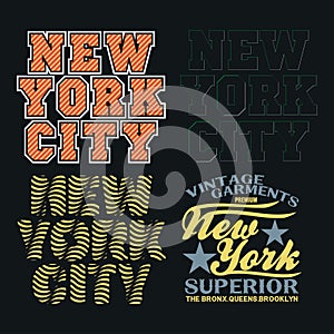 Set t-shirt new york city, Sport wear, set sport typography emblem