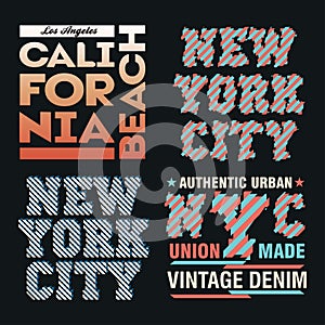 Set t-shirt new york city, Sport wear, set sport typography emblem