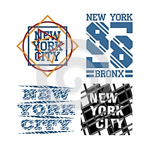 Set t-shirt new york city, Sport wear, set sport typography emblem