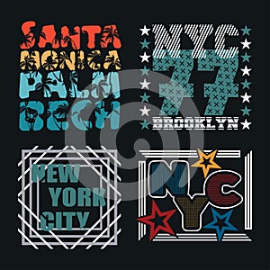 Set t-shirt new york city, Sport wear, set sport typography emblem