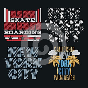 Set t-shirt new york city, Sport wear, set sport typography emblem