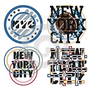 Set t-shirt new york city, Sport wear, set sport typography emblem