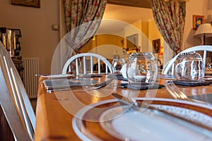 Set Table for Breackfast in English Cottage in Countryside