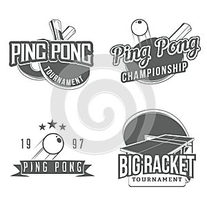 Set of table tennis / ping pong labels