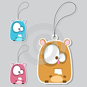 Set of tags with funny hamster.