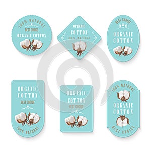 Set of tags and logo for cotton manufacture