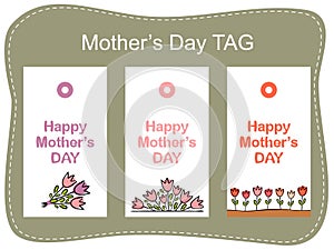 Set of tags with tulips for mothers day