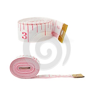 Set of Tailor measuring tape isolated over the white background