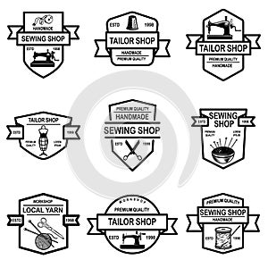 Set of tailor shop emblems. Design elements for logo, label, sign, badge