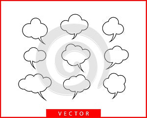 Set talk bubbles speech vector. Blank empty bubble icon design elements. Chat on line symbol template. Collection dialogue balloon