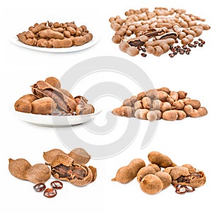 Collage of Tamarind on a white background clipping path