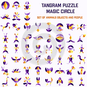 Set of Tangram Puzzle. Magic Circle