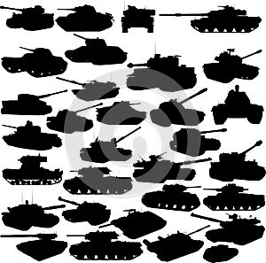 Set of tanks silhouettes