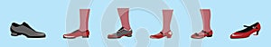 Set of tap shoes cartoon icon design template with various models. vector illustration isolated on blue background