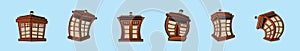 set of tardis police phone box cartoon icon design template with various models. vector illustration isolated on blue background