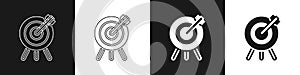 Set Target financial goal concept icon isolated on black and white background. Symbolic goals achievement, success