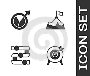 Set Target, Financial growth, Graph, chart, diagram and Mountains with flag icon. Vector